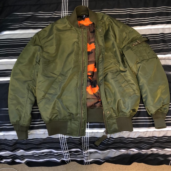 Olive Green Bomber Jacket - Picture 1 of 8